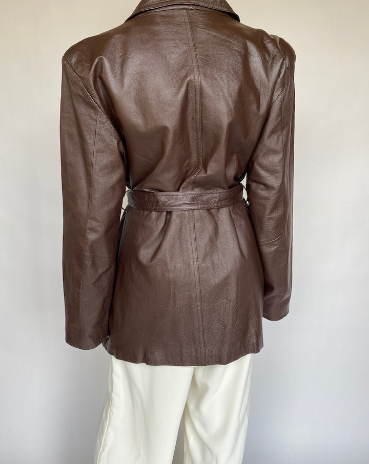 VINTAGE BROWN TRENCH LEATHER JACKET 751