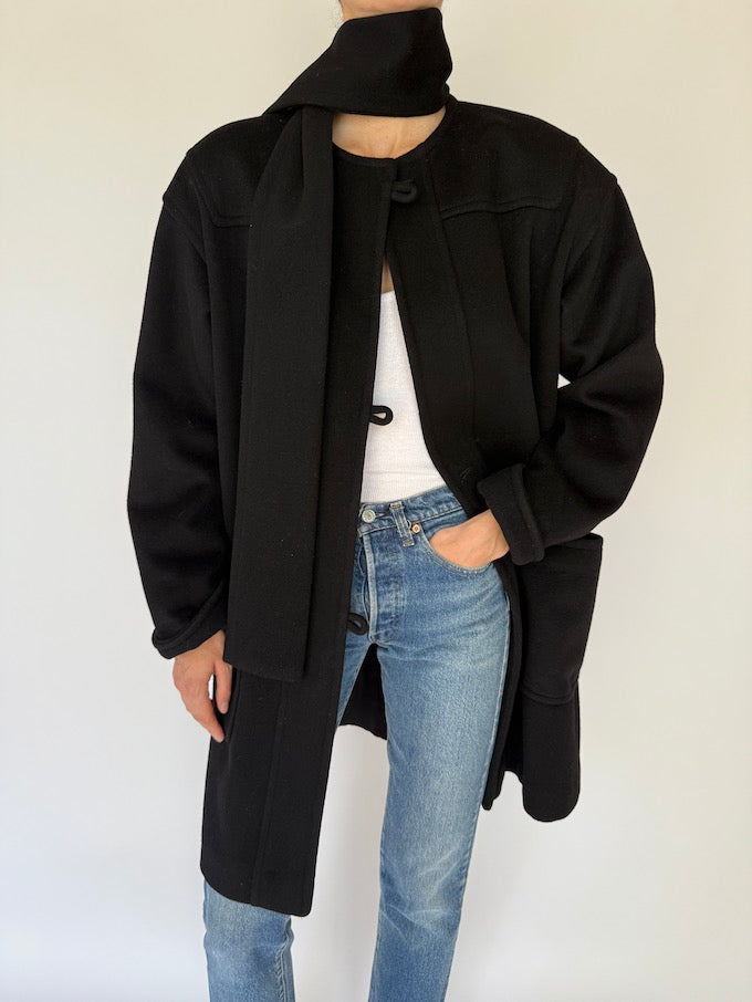 Vintage Wool Coat Black 6079