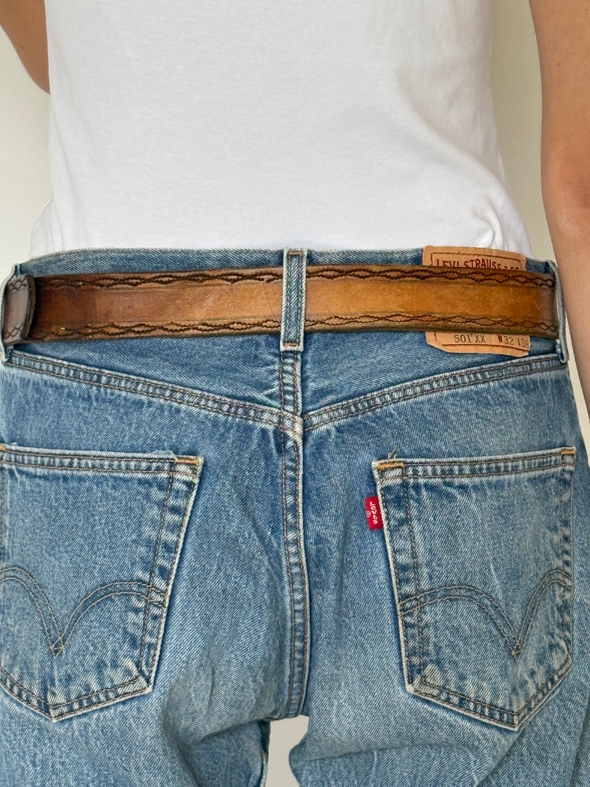 Vintage Western-Inspired Leather Belt Brown With Silver Buckle 8485