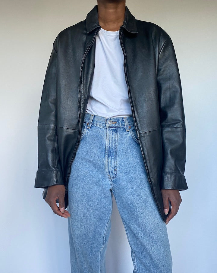 VINTAGE BLACK LEATHER JACKET 3492