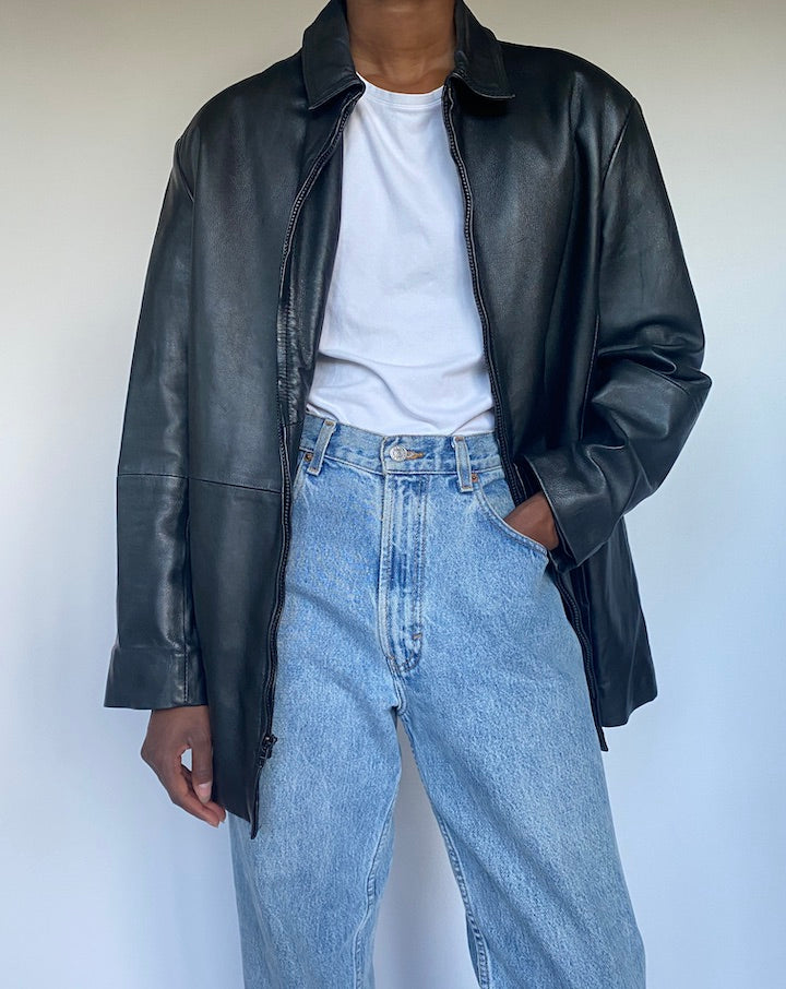 VINTAGE BLACK LEATHER JACKET 3492