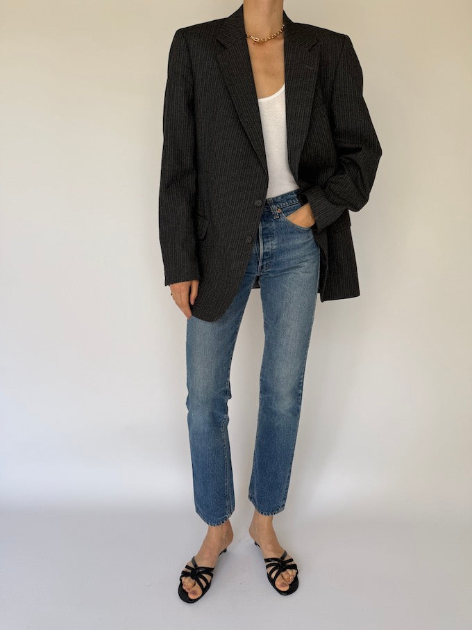 Vintage pinstripe blazer grey 6078