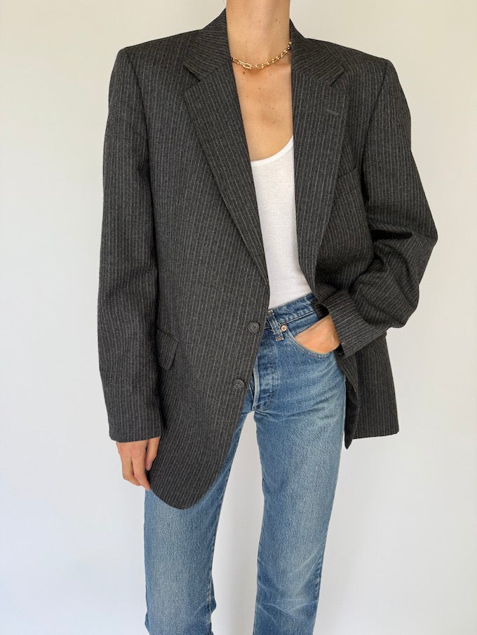 Vintage pinstripe blazer grey 6078
