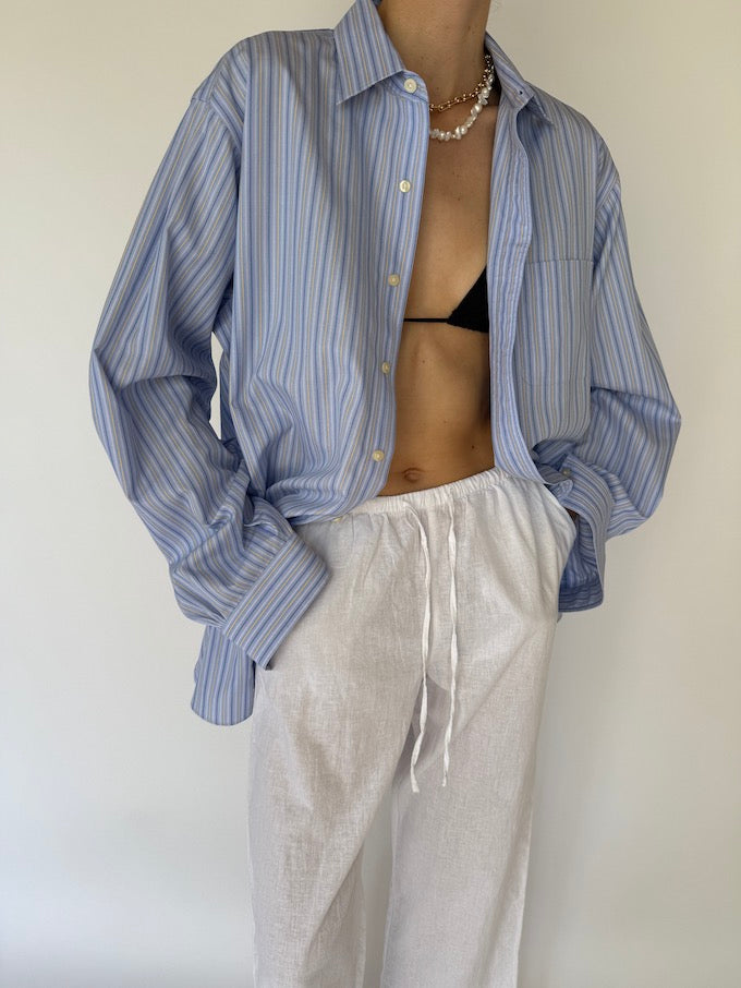 Vintage oversized pinstripe shirt blue 6109