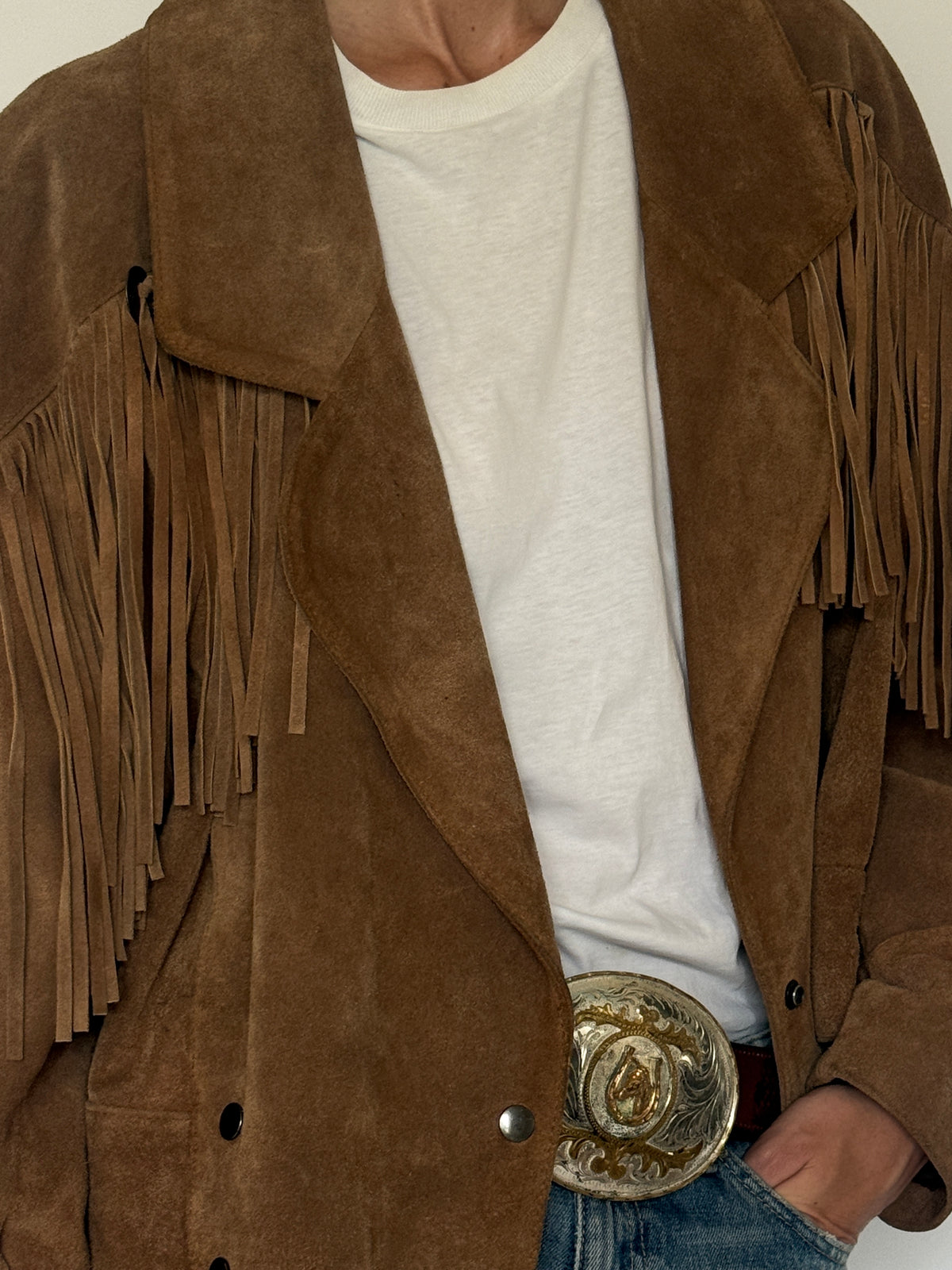 Vintage Western Fringe Suede Jacket Brown 8145