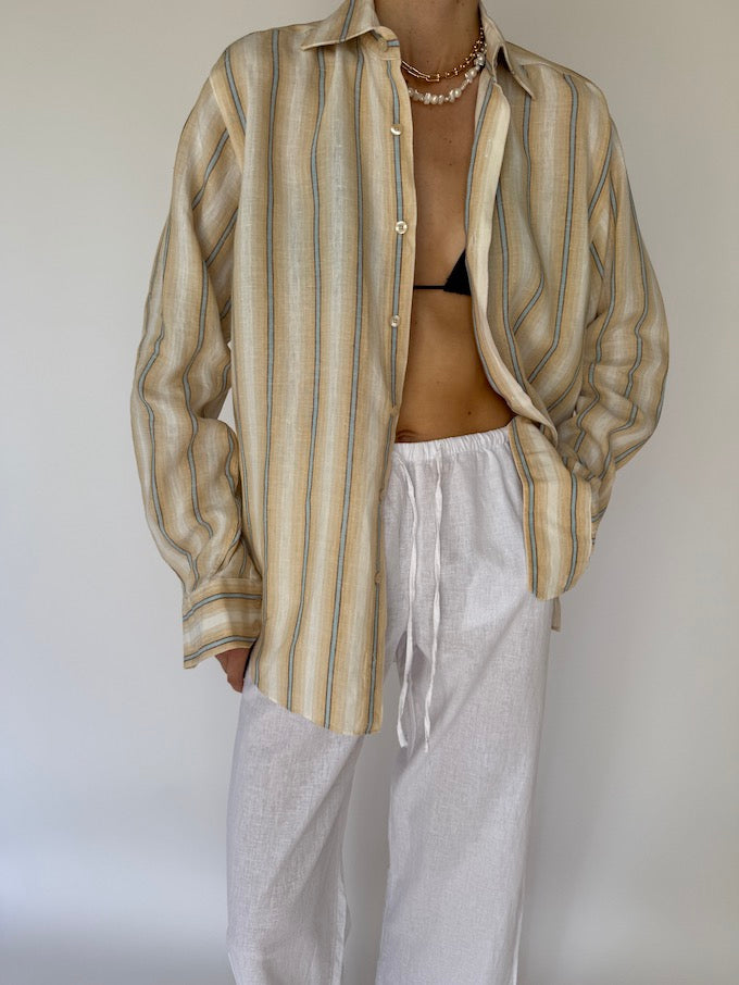 Vintage oversized striped linen shirt 6102