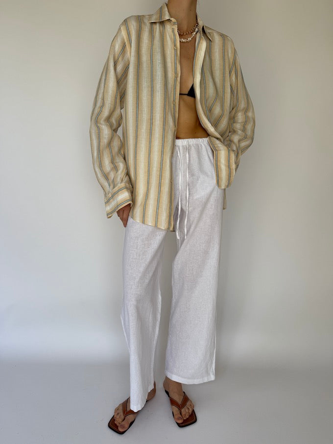Vintage oversized striped linen shirt 6102
