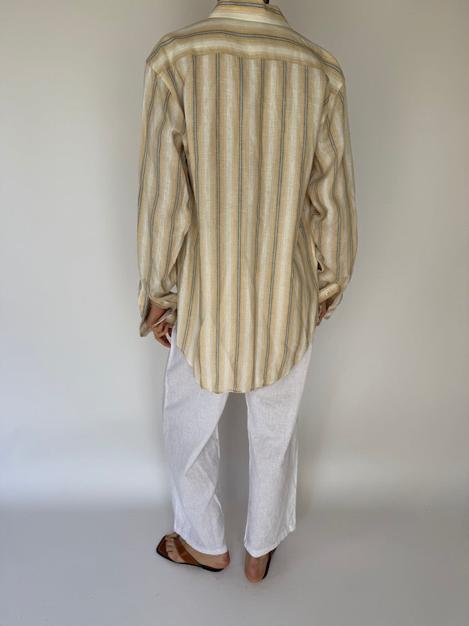 Vintage oversized striped linen shirt 6102
