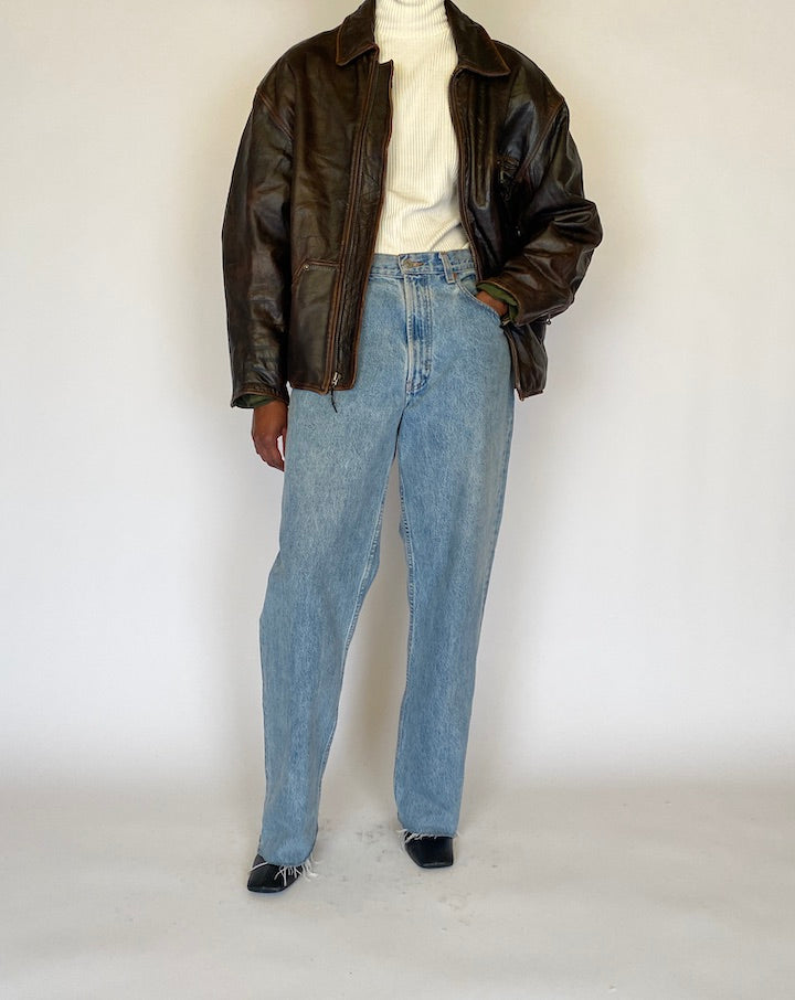VINTAGE DARK BROWN LEATHER JACKET 4443