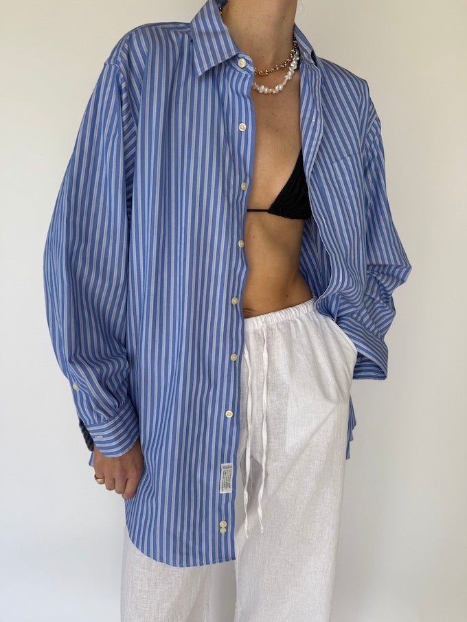 Vintage oversized striped shirt blue 6106