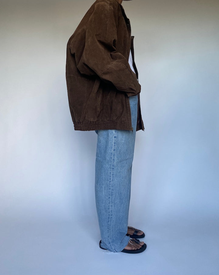 VINTAGE OVERSIZED BROWN SUEDE LEATHER JACKET 3496