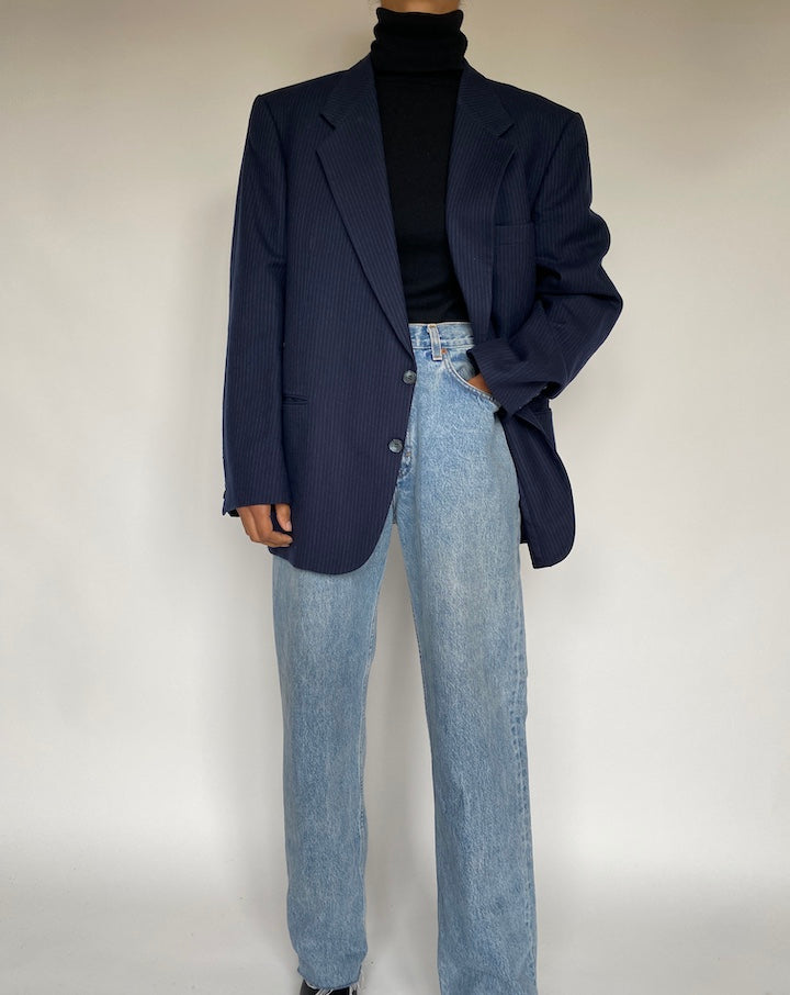 VINTAGE NAVY PINSTRIPED YVES SAINT LAUREN BLAZER 1776
