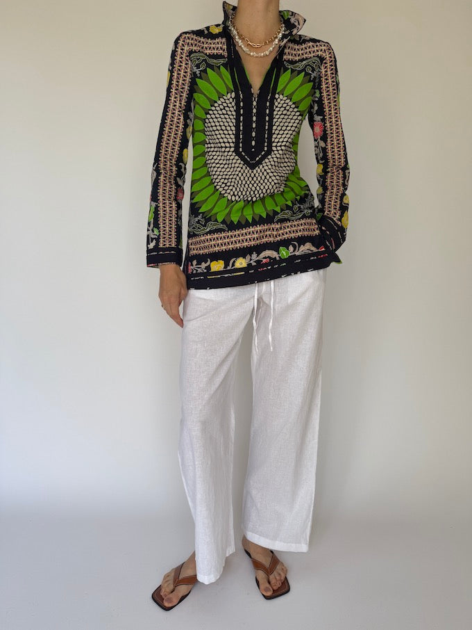 Vintage bold print tunic top 6091