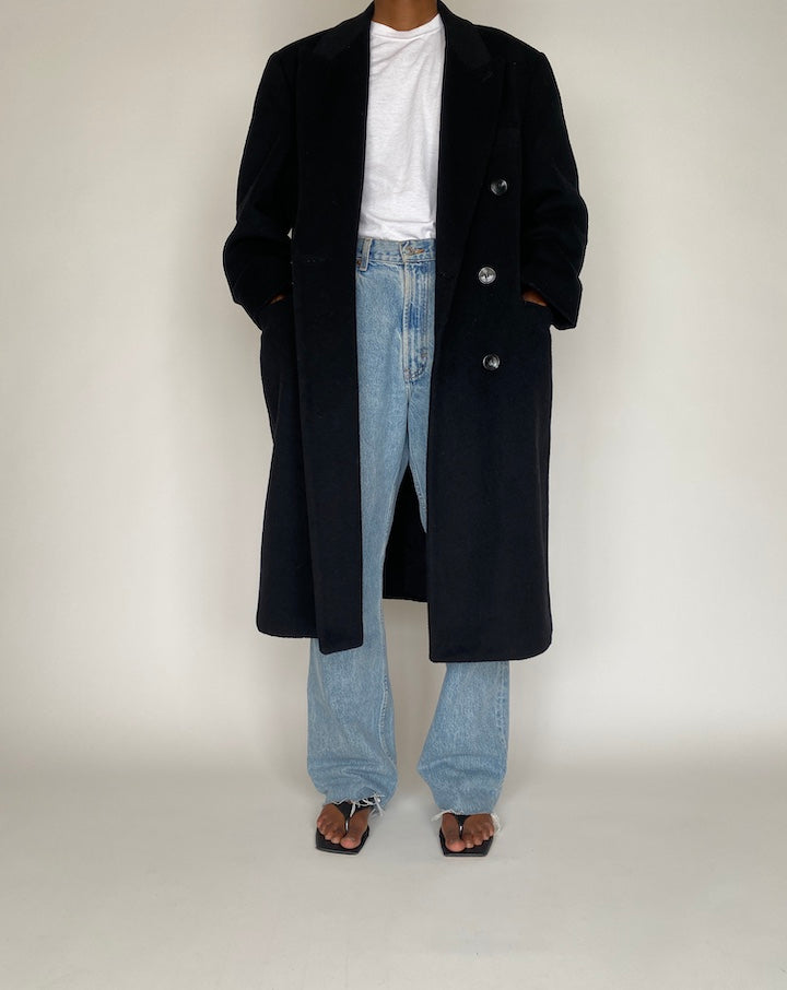 VINTAGE LONG BLACK COAT 2740