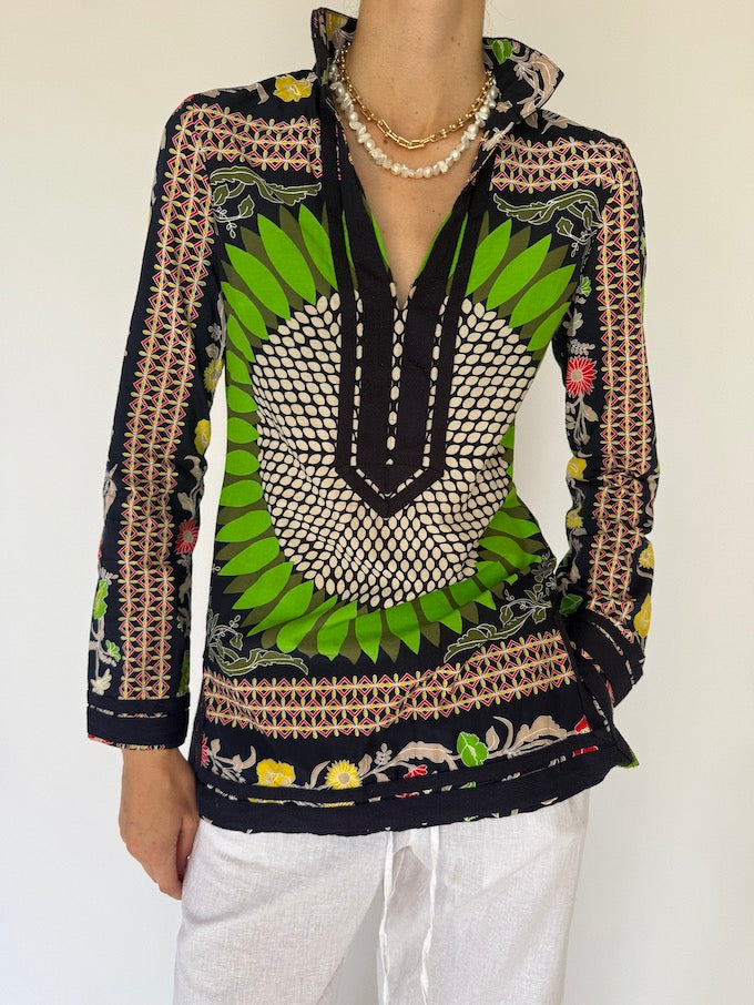 Vintage bold print tunic top 6091