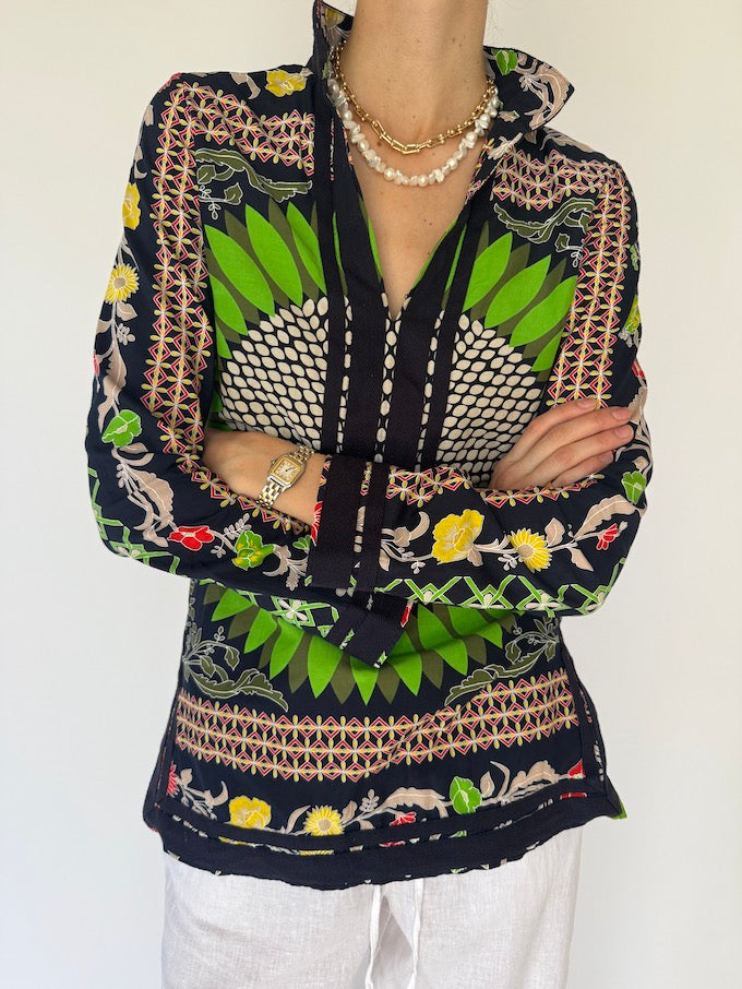 Vintage bold print tunic top 6091