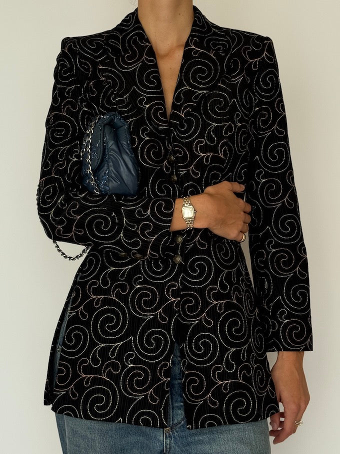 Vintage Embossed Velvet Blazer 6543