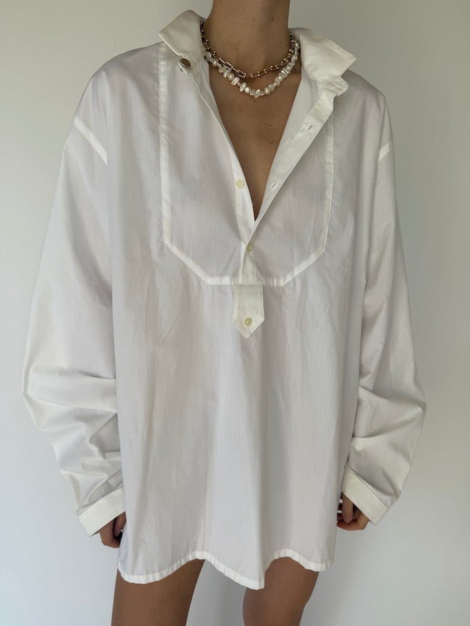 Vintage oversized shirt dress white 6114