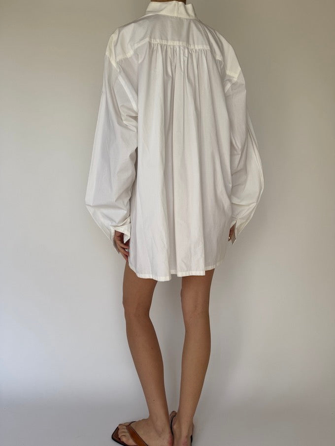 Vintage oversized shirt dress white 6114