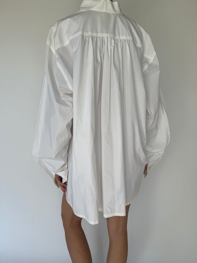 Vintage oversized shirt dress white 6114