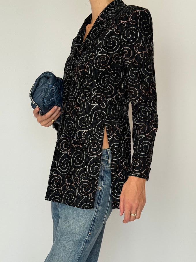 Vintage Embossed Velvet Blazer 6543