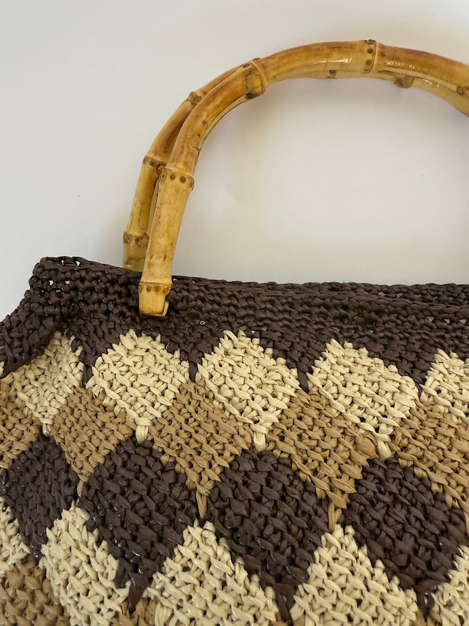 Vintage Brown Raffia Bag 6100