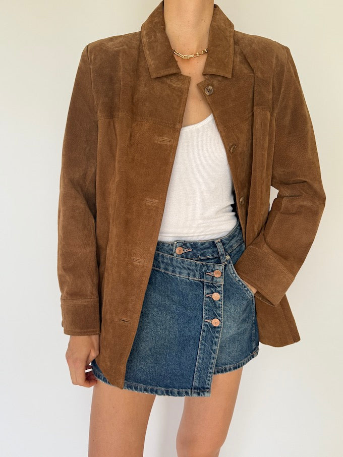 Vintage suede leather jacket brown 6081