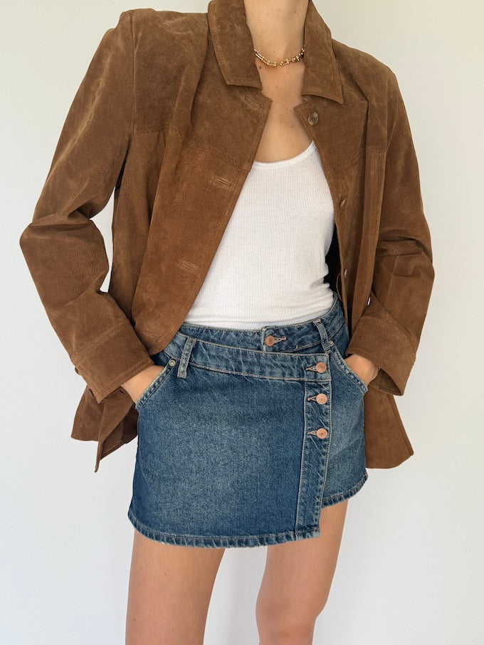 Vintage suede leather jacket brown 6081