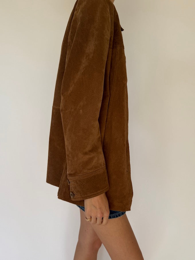 Vintage suede leather jacket brown 6081