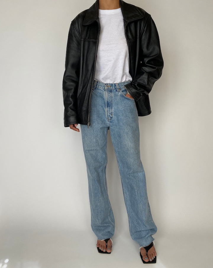 VINTAGE BLACK GUESS LEATHER JACKET 2547