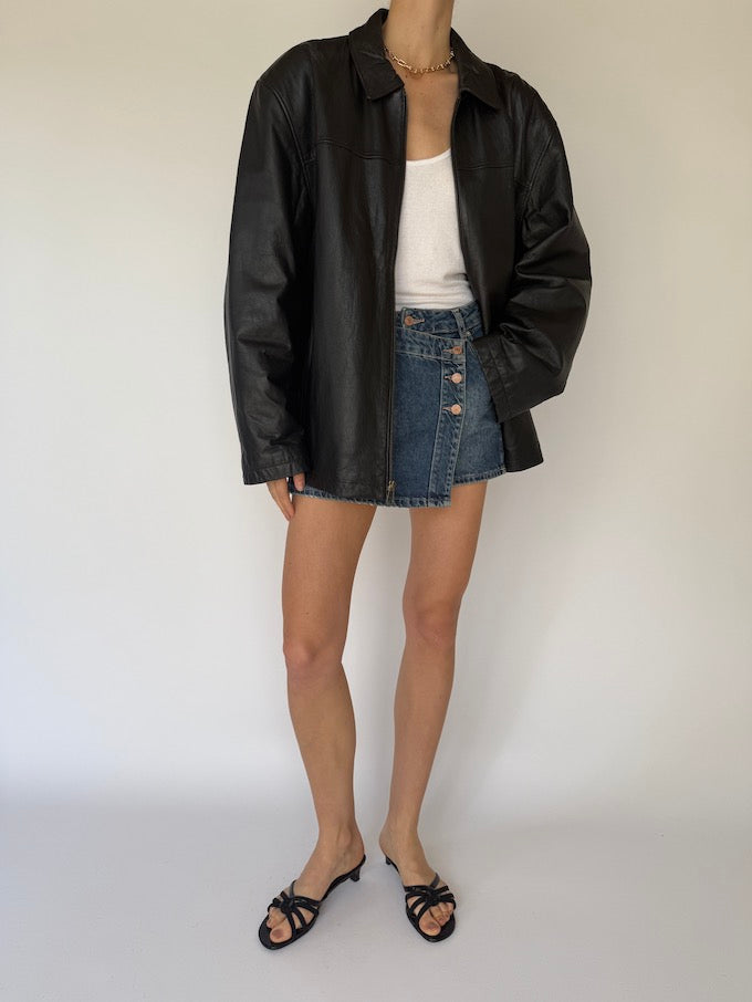 Vintage Leather Jacket Black 6136