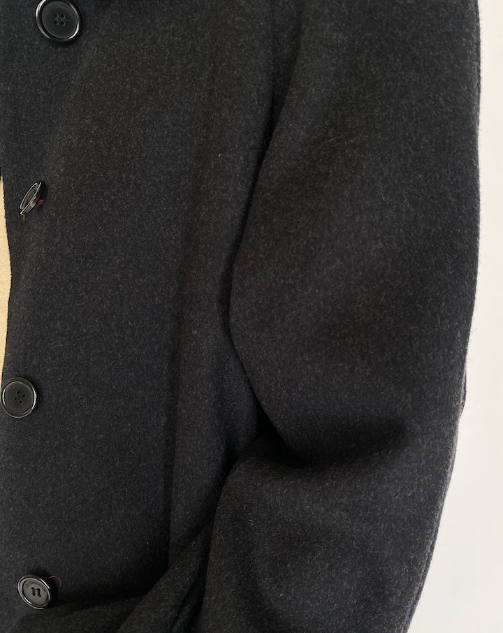 VINTAGE LONG DARK GREY WOOL COAT 4002