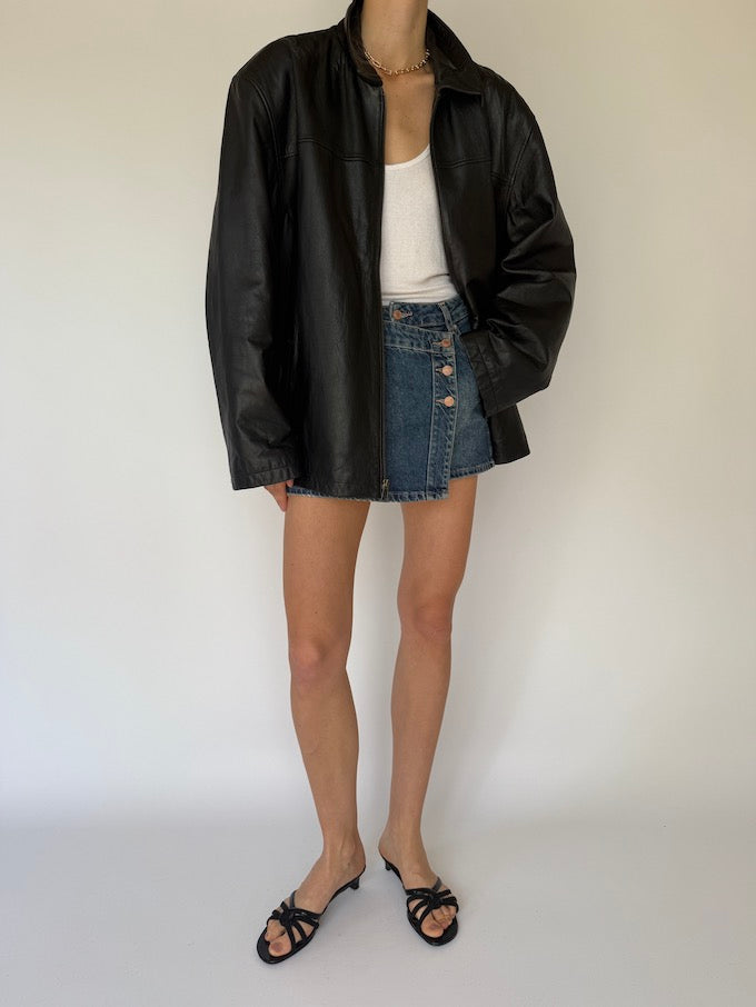 Vintage Leather Jacket Black 6136