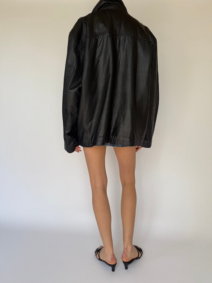 Vintage Leather Jacket Black 6136