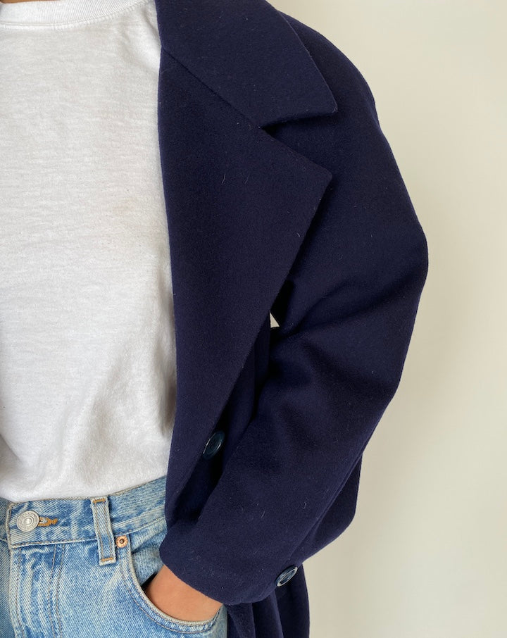 VINTAGE NAVY LONG COAT 2549
