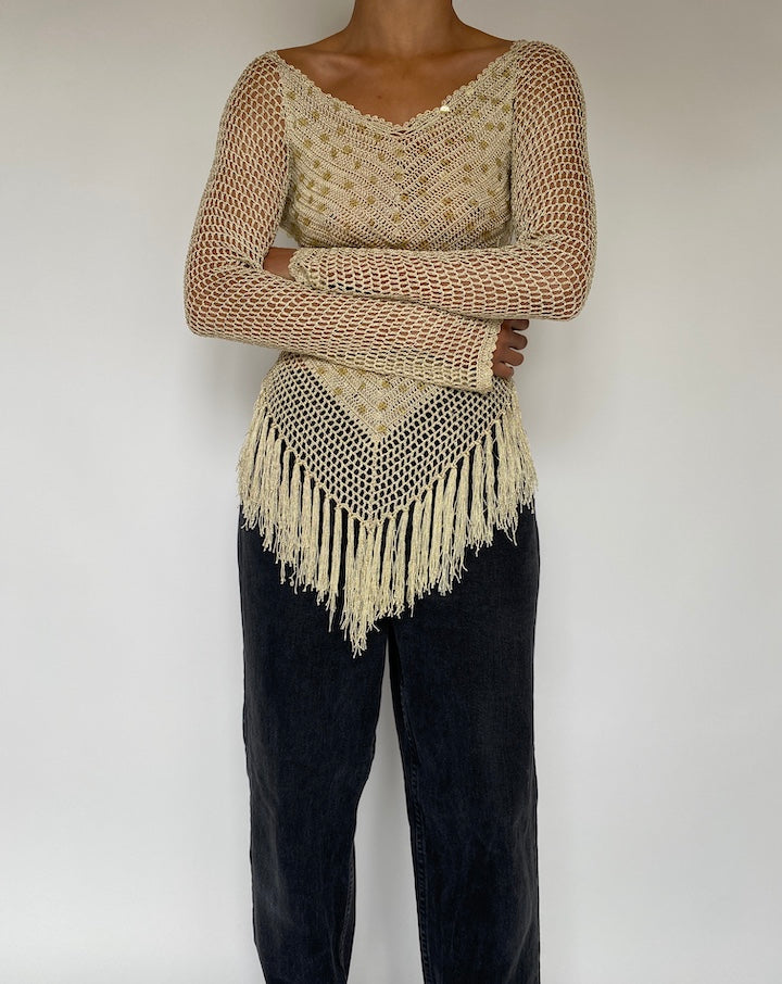 VINTAGE KNITTED TOP IN CHAMPAGNE 1790