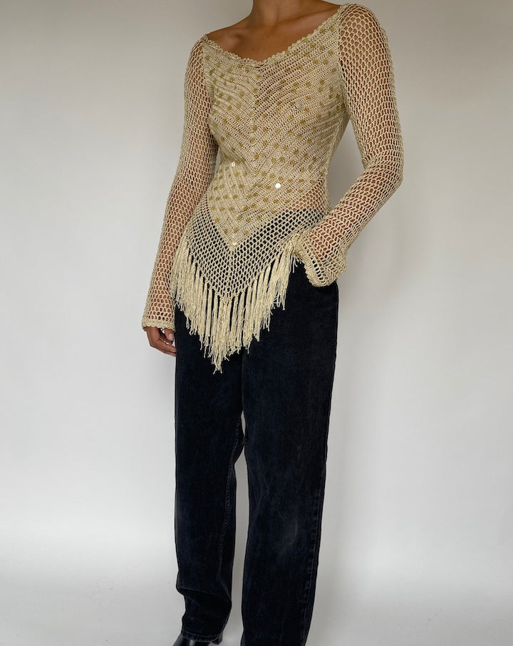 VINTAGE KNITTED TOP IN CHAMPAGNE 1790