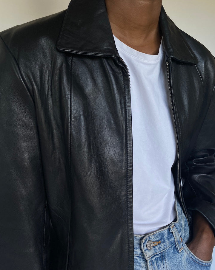 VINTAGE BLACK LEATHER JACKET 3509