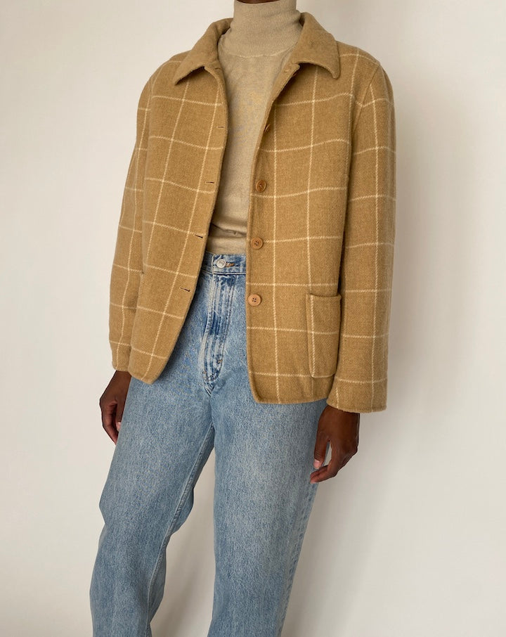 VINTAGE BEIGE WOOL BLAZER 4008