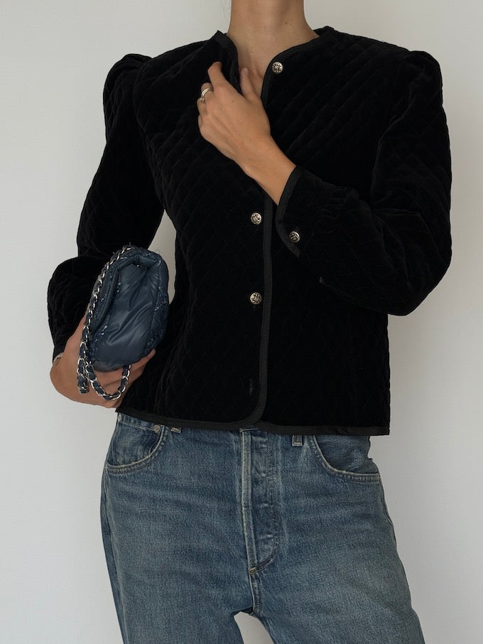Vintage Quilted Velvet Evening Jacket 6545