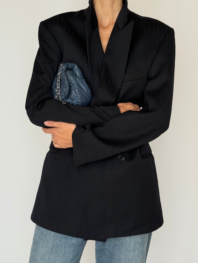 Vintage Striped Blazer Black 6470