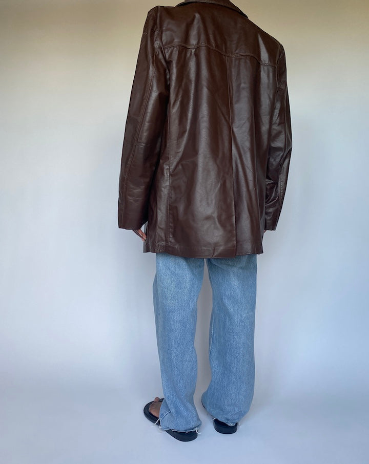 VINTAGE OVERSIZED BROWN LEATHER JACKET 3510