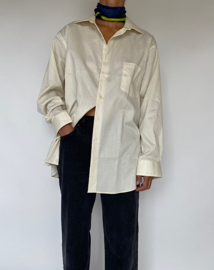 VINTAGE OVERSIZED IVORY BUTTON DOWN SHIRT 1794