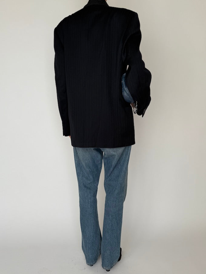 Vintage Striped Blazer Black 6470