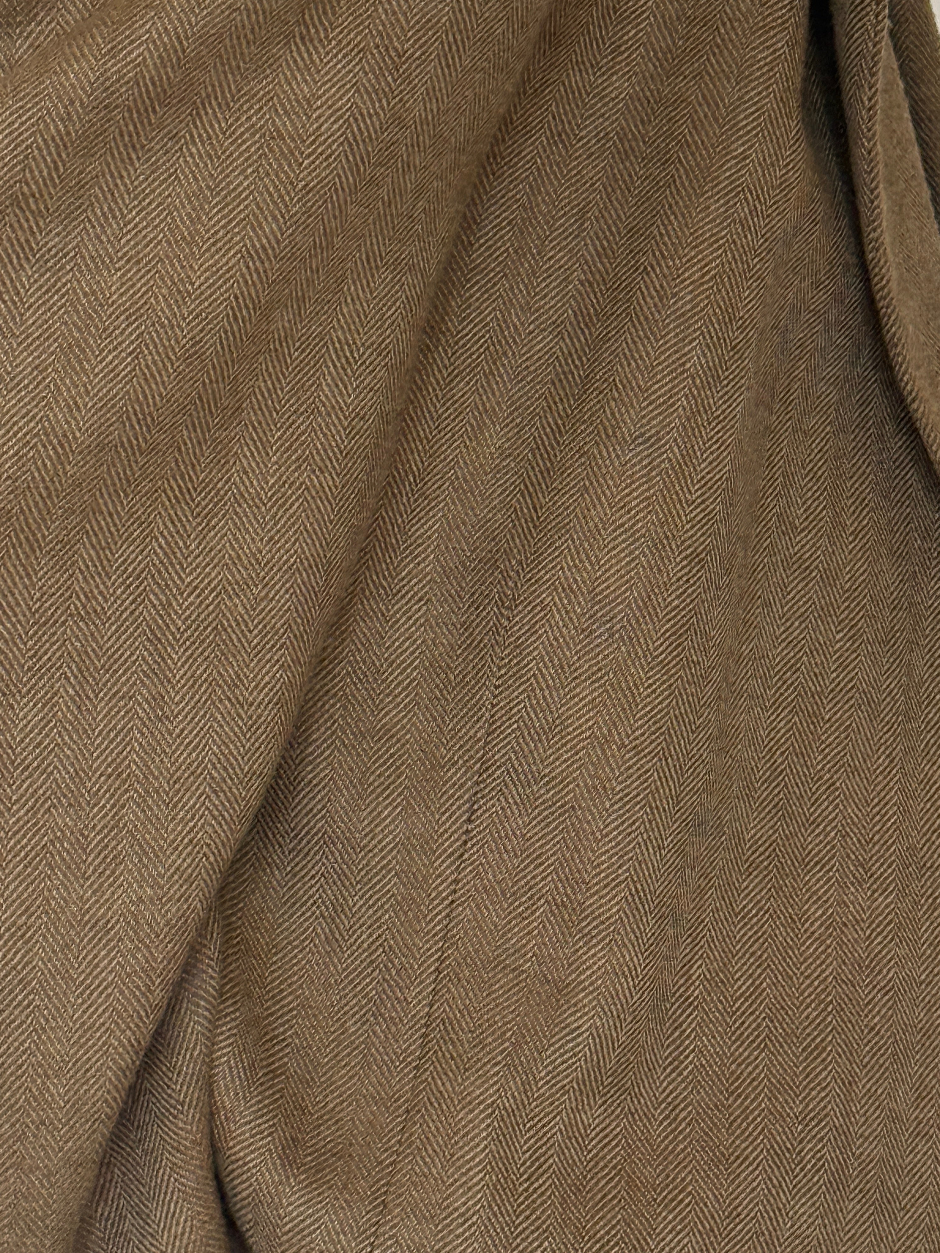 Vintage brown lambswool blazer herringbone fabric close-up