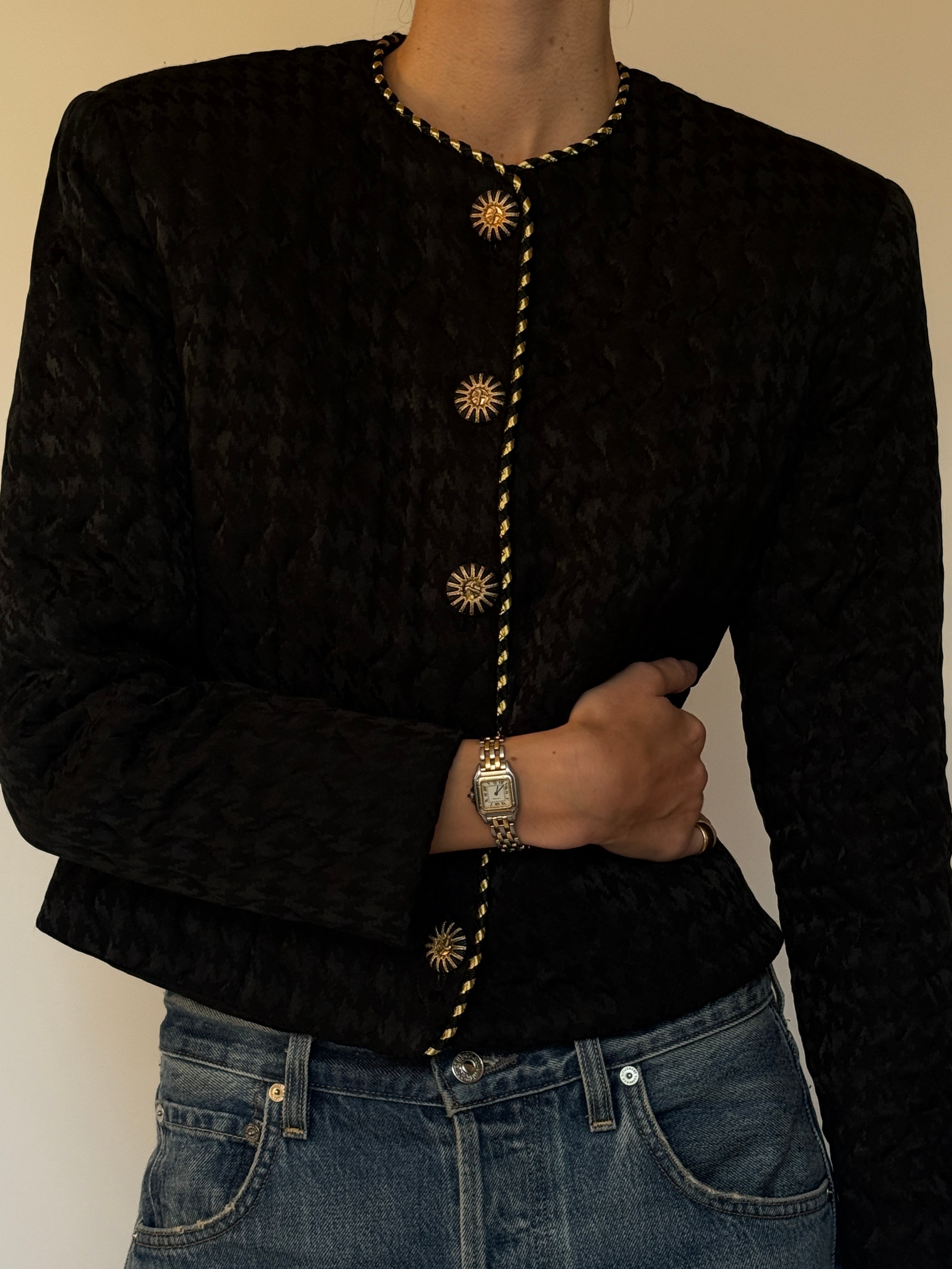 Vintage black jacket gold-tone button detail