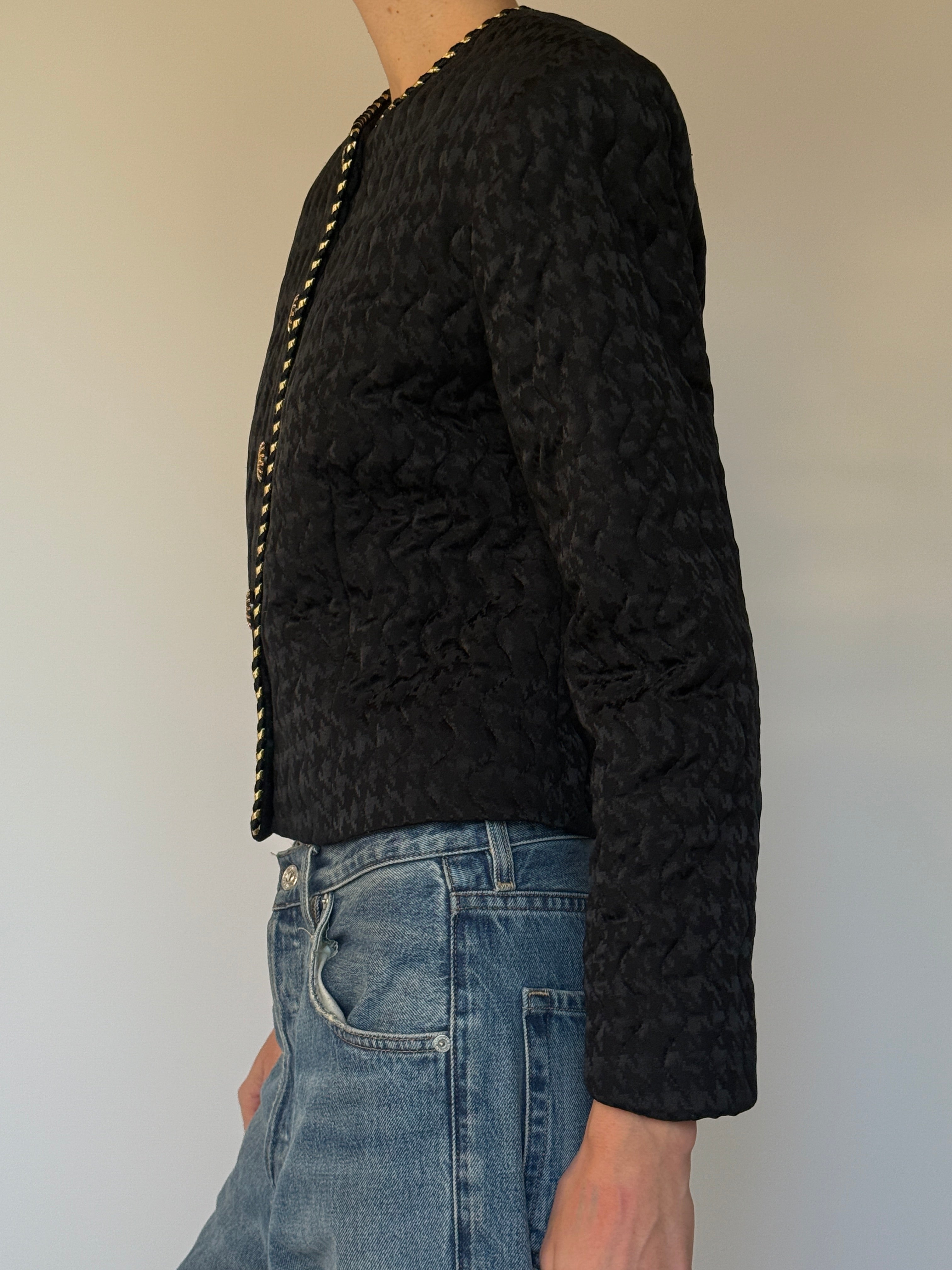 Vintage black silk jacket side view