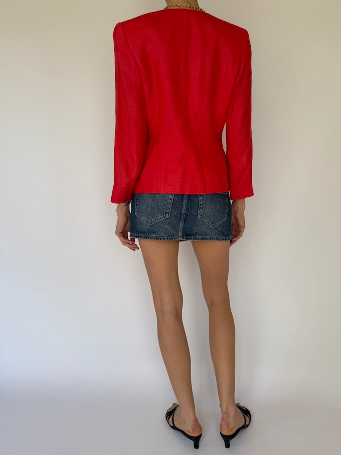 Vintage linen blazer red 6075