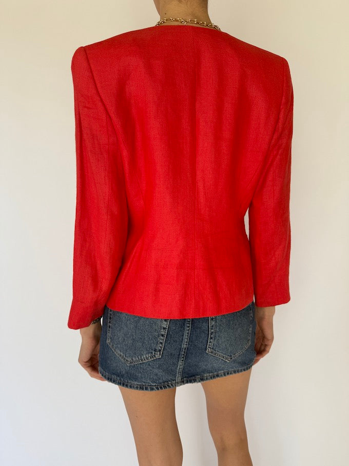 Vintage linen blazer red 6075