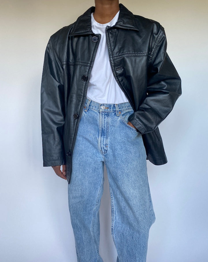 VINTAGE BLACK LEATHER JACKET 3514